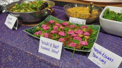 Falafel and beet hummus salad