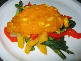 Veges with Pumpkin and Almond Sauce