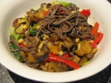 black soybean pasta with pine nuts